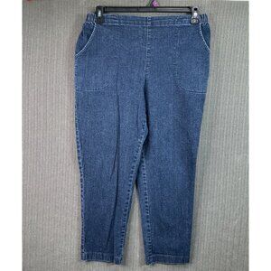 Croft & Barrow Womens 14PS Petite Blue Elastic Waist Denim Jeans Straight Leg